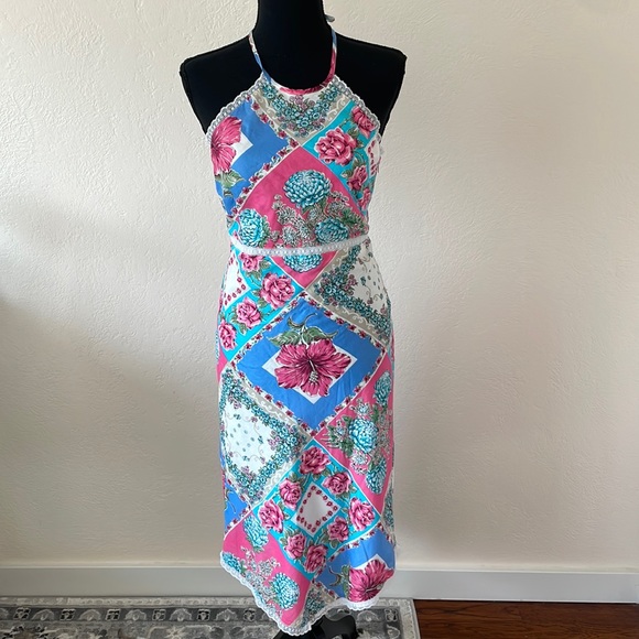 VINTAGE Y2K FLORAL HANDKERCHIEF DRESS SIZE SMALL - Picture 1 of 8